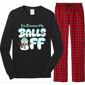 Funny Snowman I Am Freezing My Balls Off Long Sleeve Pajama Set