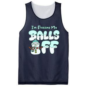 Funny Snowman I Am Freezing My Balls Off Mesh Reversible Basketball Jersey Tank