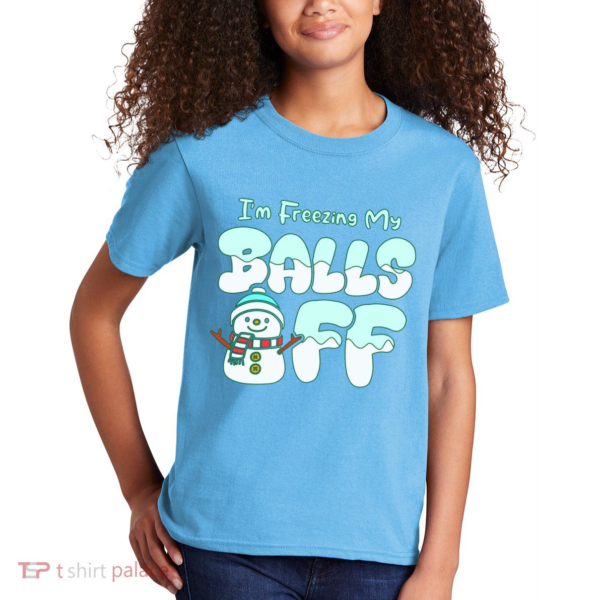 Funny Snowman I Am Freezing My Balls Off Kids T-Shirt