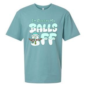 Funny Snowman I Am Freezing My Balls Off Sueded Cloud Jersey T-Shirt