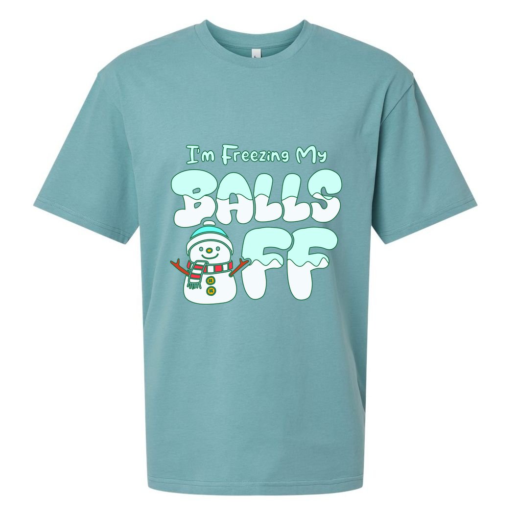 Funny Snowman I Am Freezing My Balls Off Sueded Cloud Jersey T-Shirt