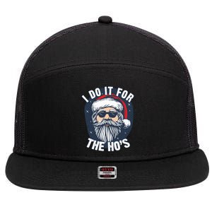 Funny Santa I Do It For The HoS Inappropriate Christmas Gift 7 Panel Mesh Trucker Snapback Hat