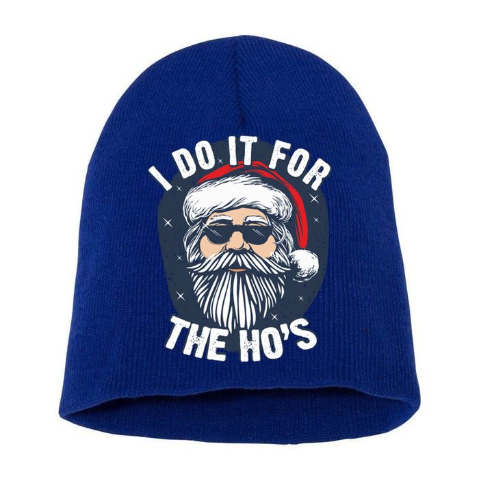 Funny Santa I Do It For The HoS Inappropriate Christmas Gift Short Acrylic Beanie