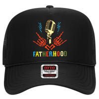 Fatherhood Sometimes I Rock It Sometimes It Rocks Me High Crown Mesh Back Trucker Hat