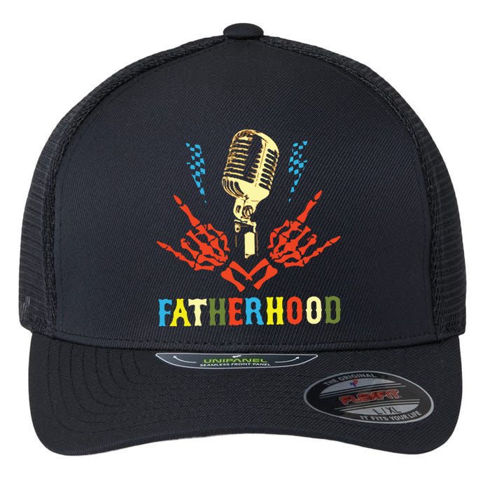 Fatherhood Sometimes I Rock It Sometimes It Rocks Me Flexfit Unipanel Trucker Cap