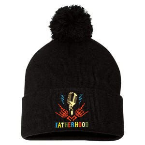 Fatherhood Sometimes I Rock It Sometimes It Rocks Me Pom Pom 12in Knit Beanie