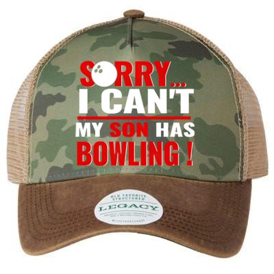 Funny Sorry I CanT My Son Has Bowling For Bowling Mom Dad Gift Legacy Tie Dye Trucker Hat