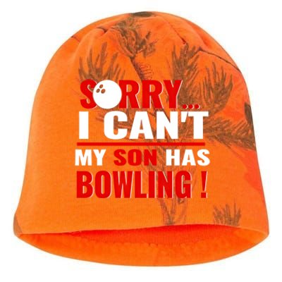 Funny Sorry I CanT My Son Has Bowling For Bowling Mom Dad Gift Kati - Camo Knit Beanie