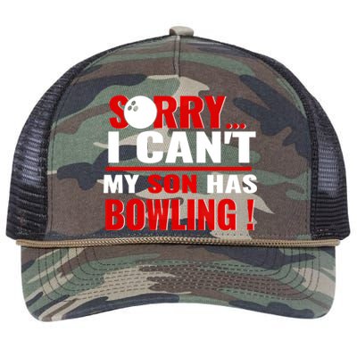 Funny Sorry I CanT My Son Has Bowling For Bowling Mom Dad Gift Retro Rope Trucker Hat Cap