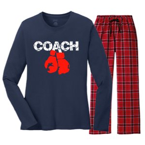 Funny Sport Instructor and Player Gift Funny Boxing Coach Women's Long Sleeve Flannel Pajama Set 