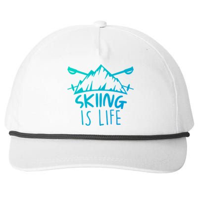 Funny Skiing Is Life Ski Instructor Skiing Meaningful Gift Snapback Five-Panel Rope Hat