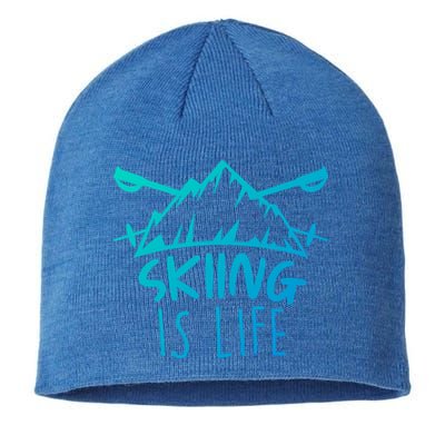 Funny Skiing Is Life Ski Instructor Skiing Meaningful Gift Sustainable Beanie