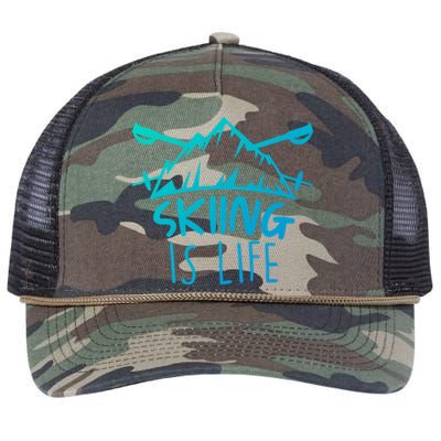 Funny Skiing Is Life Ski Instructor Skiing Meaningful Gift Retro Rope Trucker Hat Cap