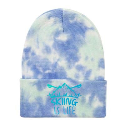 Funny Skiing Is Life Ski Instructor Skiing Meaningful Gift Tie Dye 12in Knit Beanie