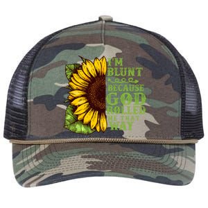 Funny Sunflower IM Blunt Because God Rolled Me That Way Retro Rope Trucker Hat Cap