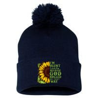 Funny Sunflower IM Blunt Because God Rolled Me That Way Pom Pom 12in Knit Beanie