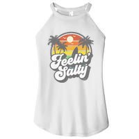 Feeling Salty Island Vacation Surfing Palm Retro Beach Gift Women’s Perfect Tri Rocker Tank