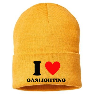 Funny Saying I Love Gaslighting Trendy Heart Shape Sustainable Knit Beanie