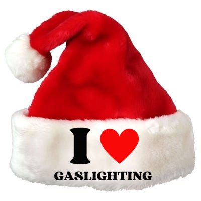 Funny Saying I Love Gaslighting Trendy Heart Shape Premium Christmas Santa Hat