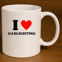 Funny Saying I Love Gaslighting Trendy Heart Shape 11oz C Handle Ceramic Mug