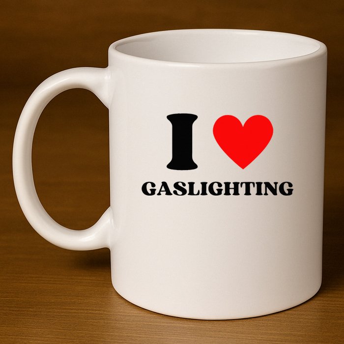 Funny Saying I Love Gaslighting Trendy Heart Shape 11oz C Handle Ceramic Mug
