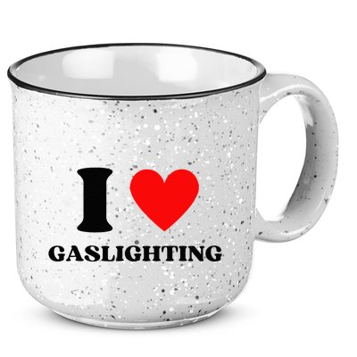 Funny Saying I Love Gaslighting Trendy Heart Shape 15oz Campfire Ceramic Mug