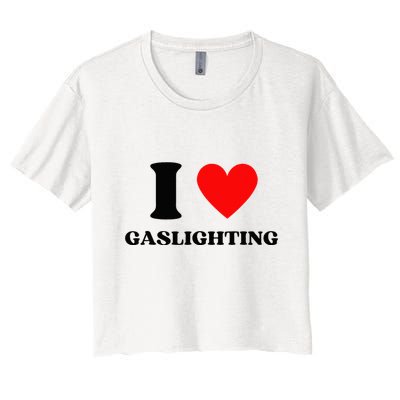 Funny Saying I Love Gaslighting Trendy Heart Shape Crop Top