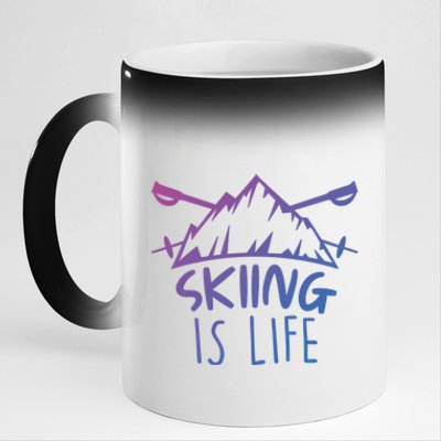 Funny Skiing Is Life Ski Instructor Skiing Meaningful Gift 11oz Black Color Changing Mug