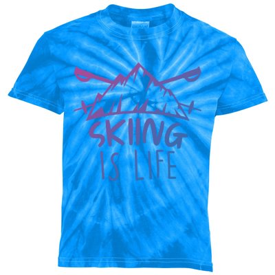 Funny Skiing Is Life Ski Instructor Skiing Meaningful Gift Kids Tie-Dye T-Shirt