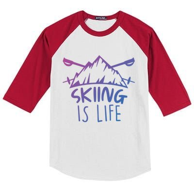 Funny Skiing Is Life Ski Instructor Skiing Meaningful Gift Kids Colorblock Raglan Jersey