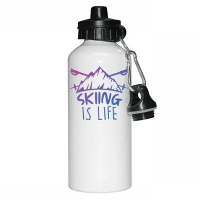 Funny Skiing Is Life Ski Instructor Skiing Meaningful Gift Aluminum Water Bottle