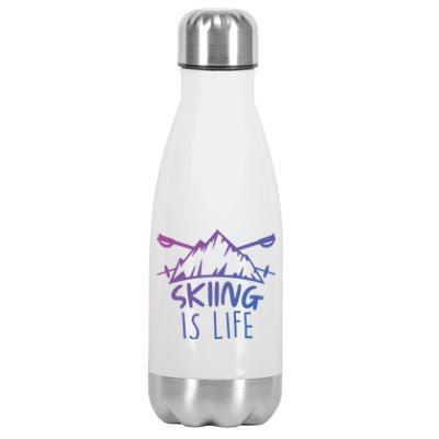 Funny Skiing Is Life Ski Instructor Skiing Meaningful Gift Stainless Steel Insulated Water Bottle