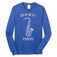 Funny Sax In The City Phoenix Jazz Music Sax Player Design Long Sleeve Shirt