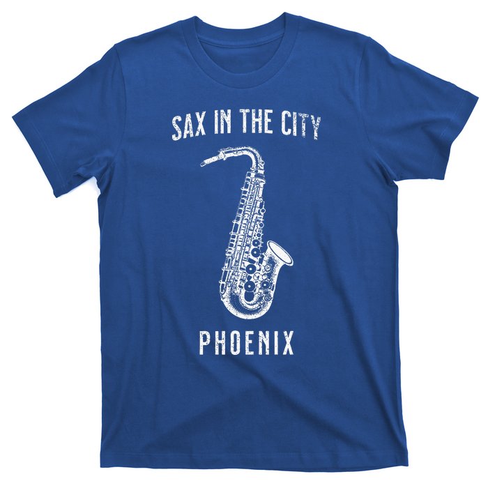 Funny Sax In The City Phoenix Jazz Music Sax Player Design T-Shirt