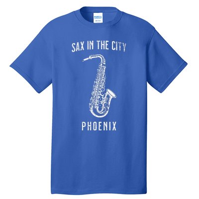 Funny Sax In The City Phoenix Jazz Music Sax Player Design Tall T-Shirt