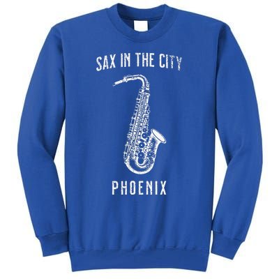 Funny Sax In The City Phoenix Jazz Music Sax Player Design Tall Sweatshirt