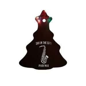 Funny Sax In The City Phoenix Jazz Music Sax Player Design Ceramic Tree Ornament