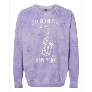 Funny Sax In The City New York Jazz Music Sax Player Design Colorblast Crewneck Sweatshirt