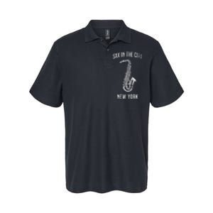 Funny Sax In The City New York Jazz Music Sax Player Design Softstyle Adult Sport Polo