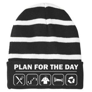 Funny Stock Investing Plan For The Day Crypto Trading Holder Striped Beanie with Solid Band