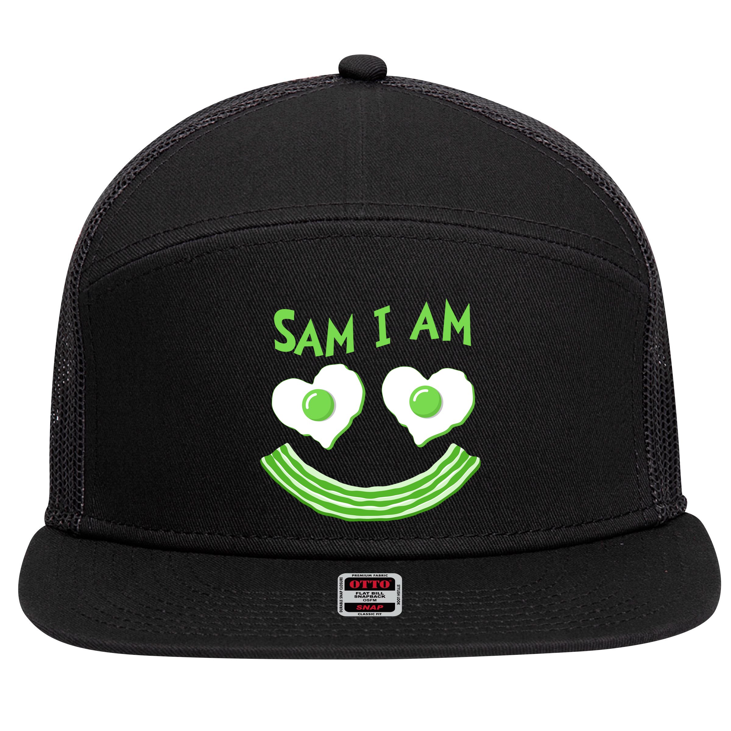 Funny Sam I Am Reading Fan Book Lover 7 Panel Mesh Trucker Snapback Hat