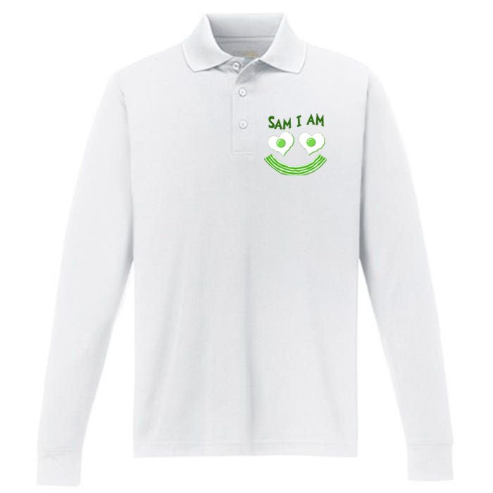 Funny Sam I Am Reading Fan Book Lover Performance Long Sleeve Polo