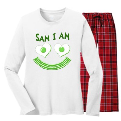 Funny Sam I Am Reading Fan Book Lover Women's Long Sleeve Flannel Pajama Set 