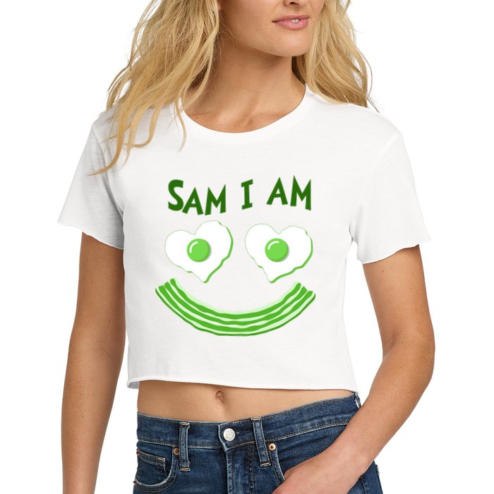 Funny Sam I Am Reading Fan Book Lover Women's Crop Top Tee