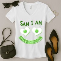 Funny Sam I Am Reading Fan Book Lover Women's V-Neck T-Shirt