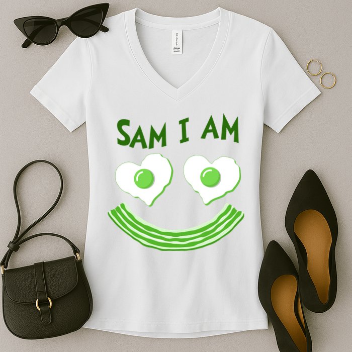 Funny Sam I Am Reading Fan Book Lover Women's V-Neck T-Shirt