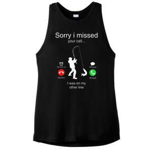 Funny Sorry I Missed Your Call Was On Other Line Men Fishing Ladies PosiCharge Tri-Blend Wicking Tank