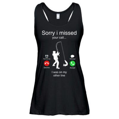 Funny Sorry I Missed Your Call Was On Other Line Men Fishing Ladies Essential Flowy Tank