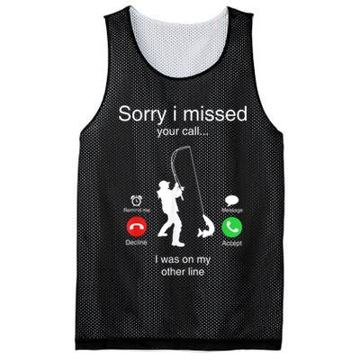 Funny Sorry I Missed Your Call Was On Other Line Men Fishing Mesh Reversible Basketball Jersey Tank