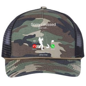 Funny Sorry I Missed Your Call Was On Other Line Men Fishing Retro Rope Trucker Hat Cap